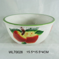 Hand painting ceramic bowl with apple design